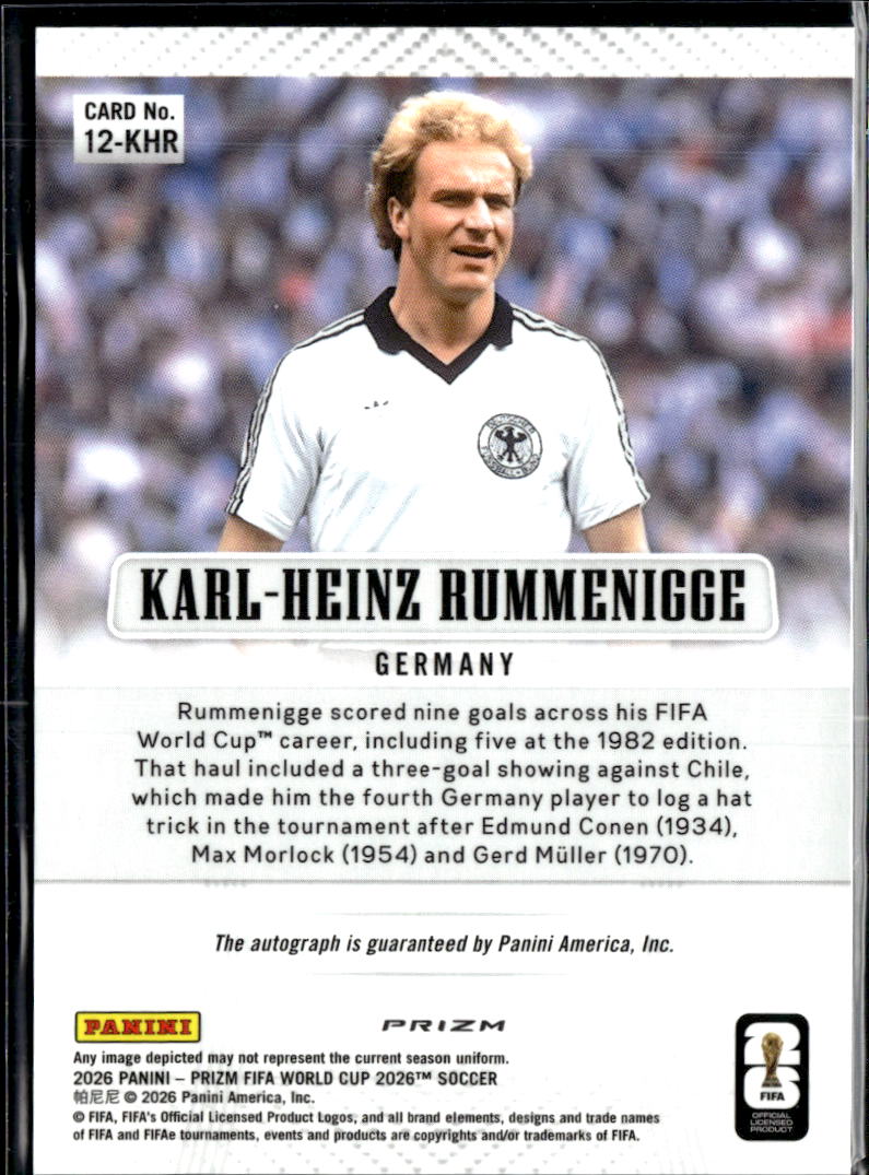 Karl-Heinz Rummenigge 2026 Prizm FIFA World Cup Auto Autograph Germany