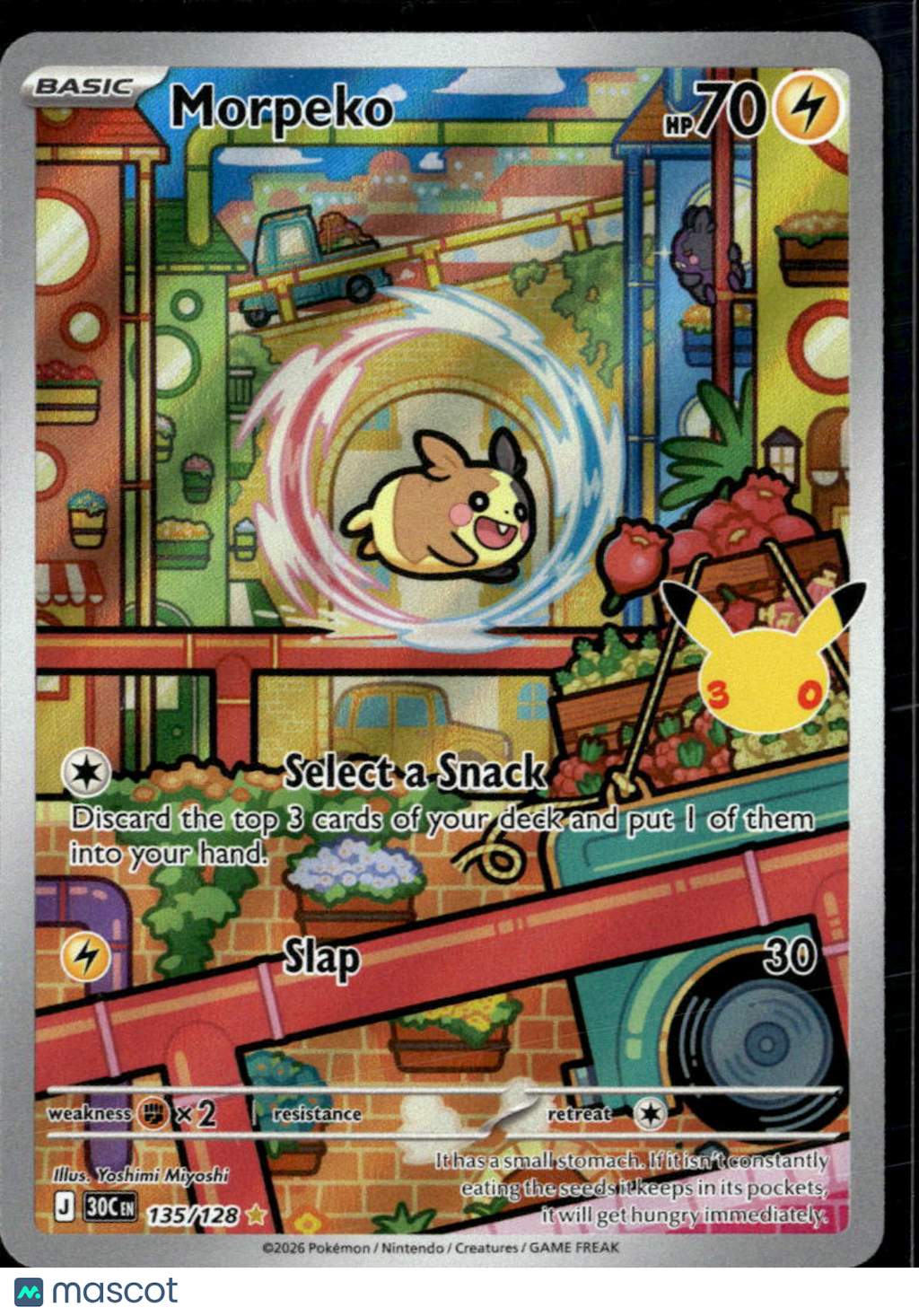 Morpeko 30th Celebration Holo Secret Rare #135/128
