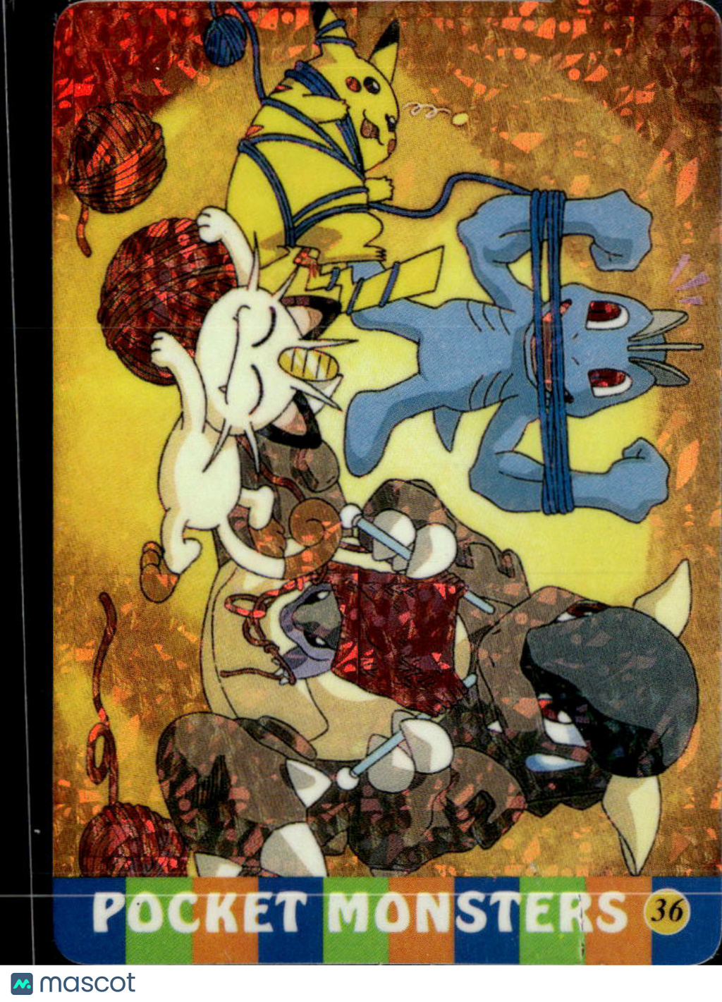 Meowth group Vintage Pocket Monsters Vending Machine Sticker (unlicensed)