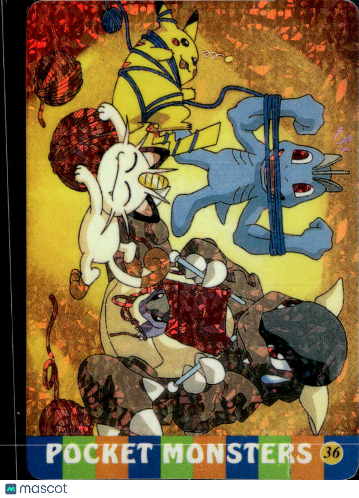 Meowth group Vintage Pocket Monsters Vending Machine Sticker (unlicensed)