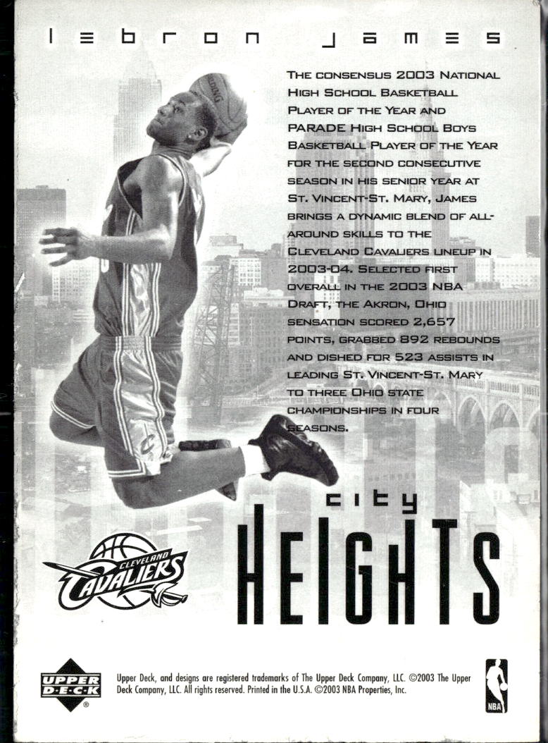 LeBron James 2003-04 Upper Deck City Heights Rookie RC Cleveland Cavaliers
