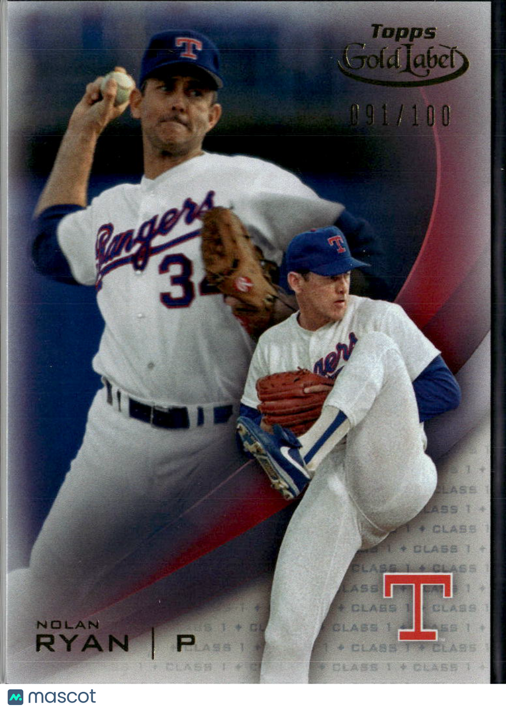 Nolan Ryan 2016 Topps Gold Label Red 91/100 Texas Rangers