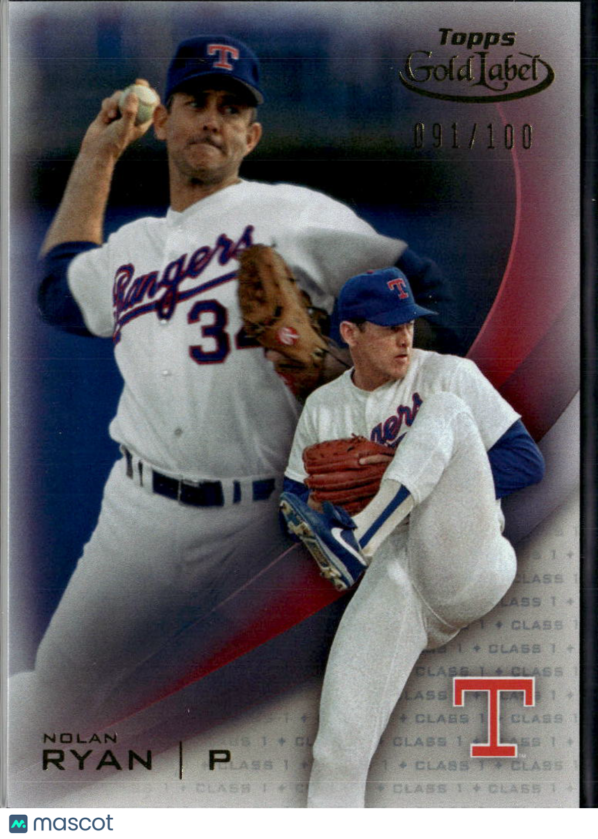 Nolan Ryan 2016 Topps Gold Label Red 91/100 Texas Rangers