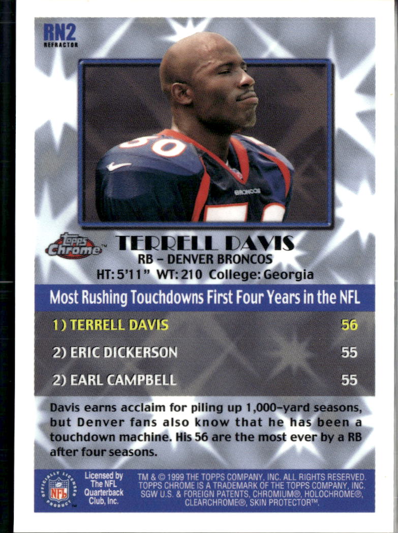 Terrell Davis 1999 Topps Chrome Refractor Denver Broncos