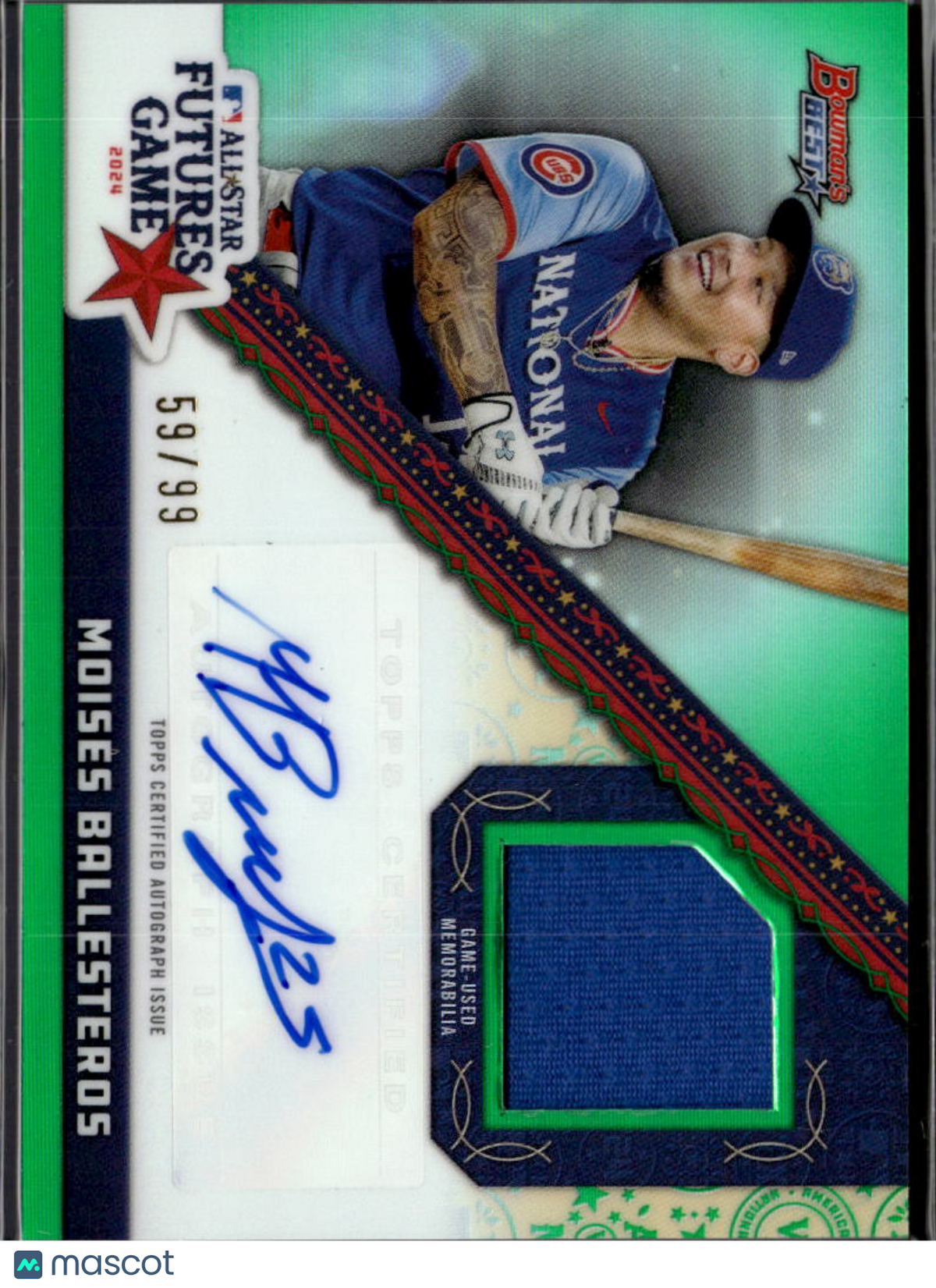 Moises Ballesteros 2024 Bowman's Best Auto Autograph Jersey 59/99 Chicago Cubs