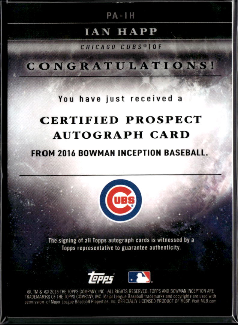 Ian Happ 2016 Bowman Inception Auto Autograph 31/50 Chicago Cubs