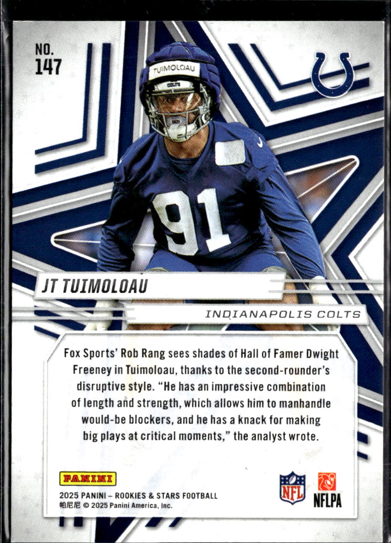 JT Tuimoloau 2025 Rookies & Stars Auto Autograph RC Indianapolis Colts