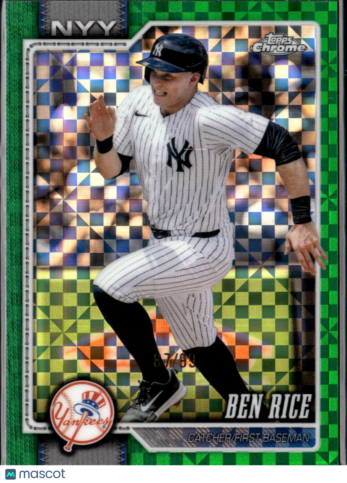 Ben Rice 2026 Topps Chrome Green X-Fractor 87/99 New York Yankees