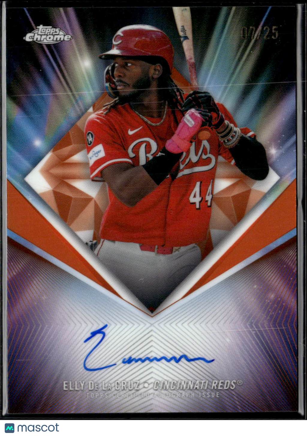 Elly De La Cruz 2026 Topps Chrome Auto Autograph Orange 7/25 Cincinnati Reds