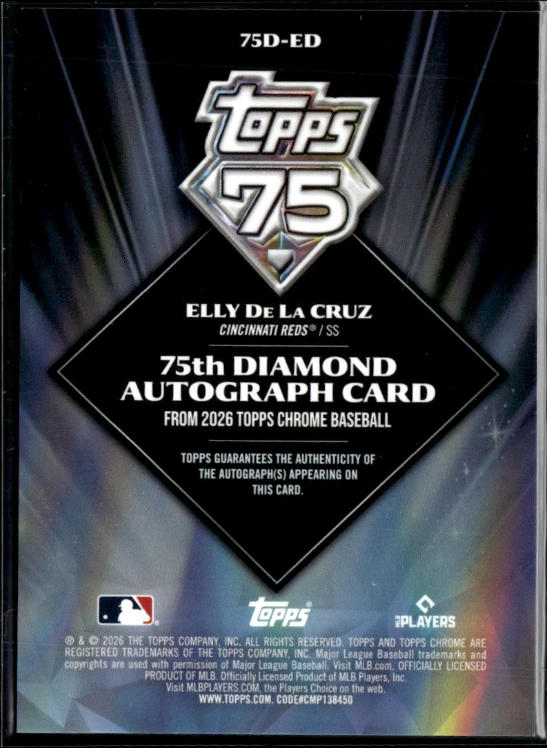 Elly De La Cruz 2026 Topps Chrome Auto Autograph Orange 7/25 Cincinnati Reds