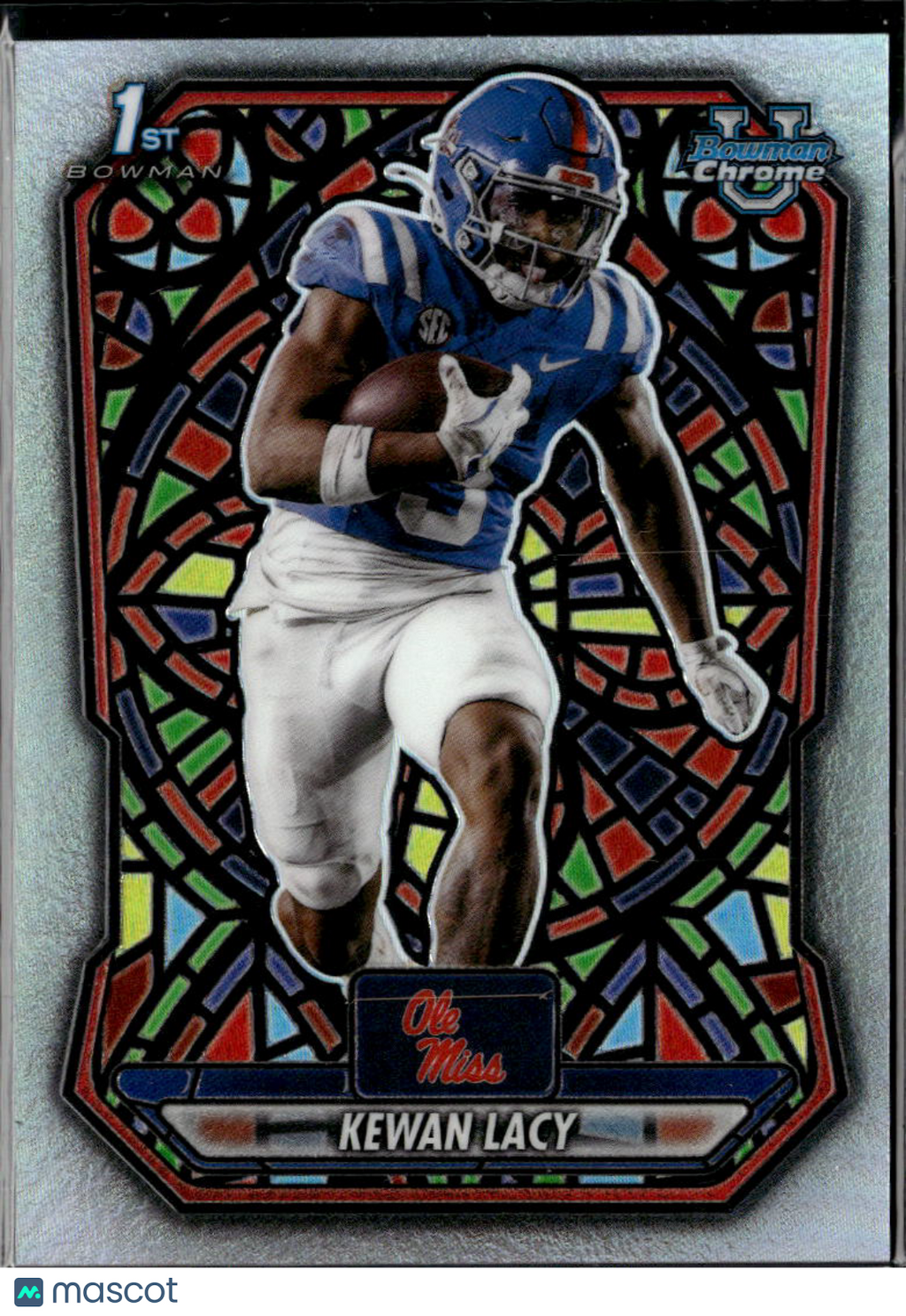 Kewan Lacy 2026 Bowman Chrome 1st Etched In Glass CASE HIT Ole Miss Rebels