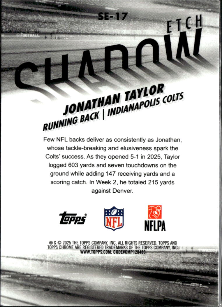 Jonathan Taylor 2025 Topps Chrome Shadow Etch SSP CASE HIT Indianapolis Colts