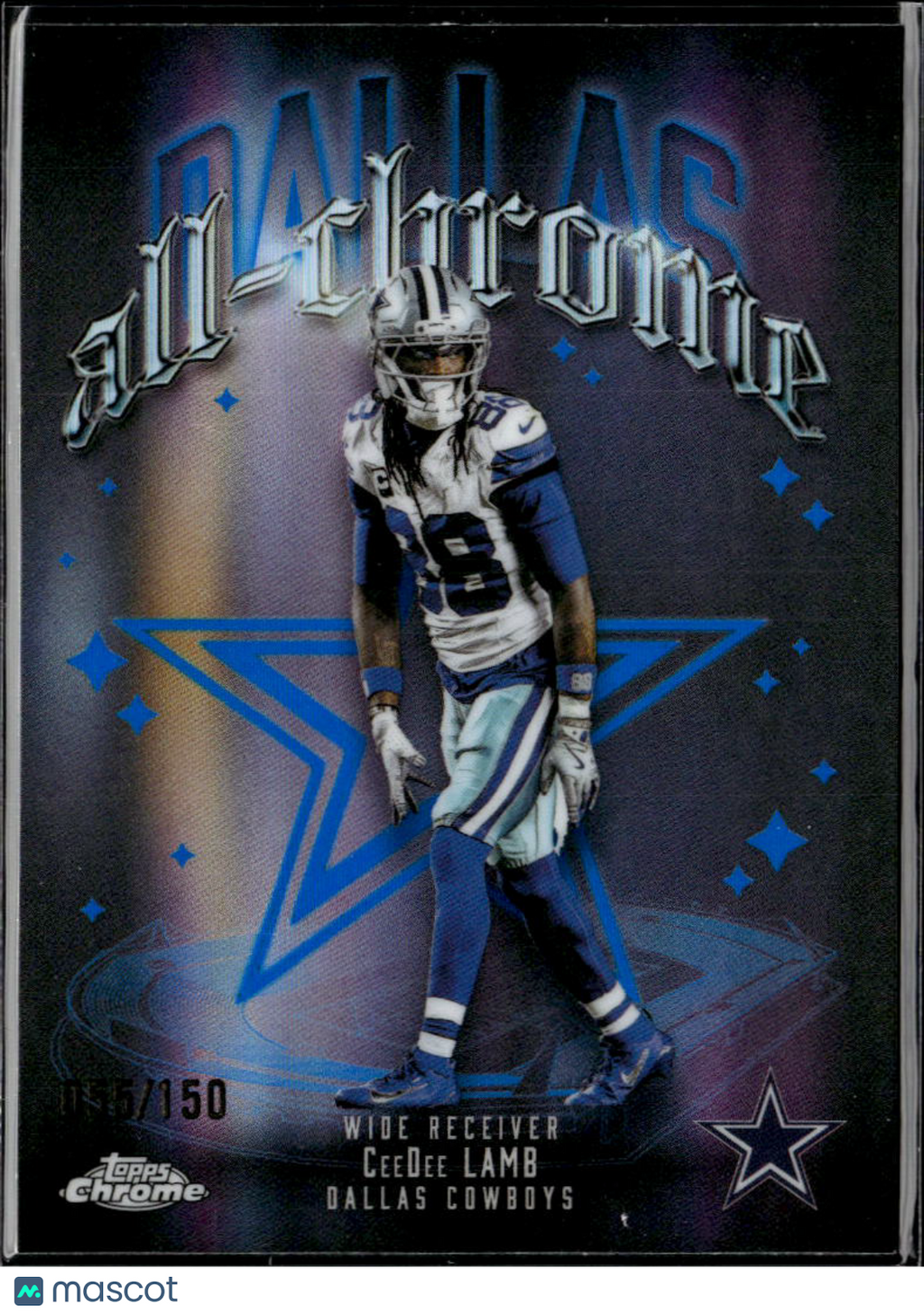 CeeDee Lamb 2025 Topps Chrome Blue Refractor 55/150 Dallas Cowboys