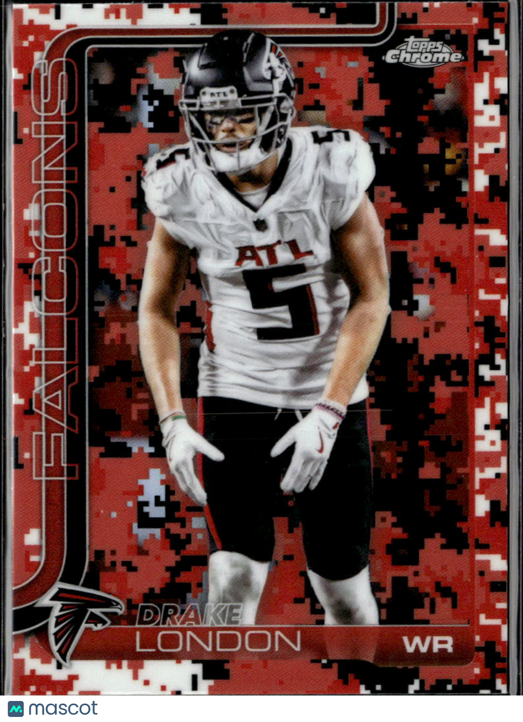 Drake London 2025 Topps Chrome Red Camo SHORTPRINT Atlanta Falcons