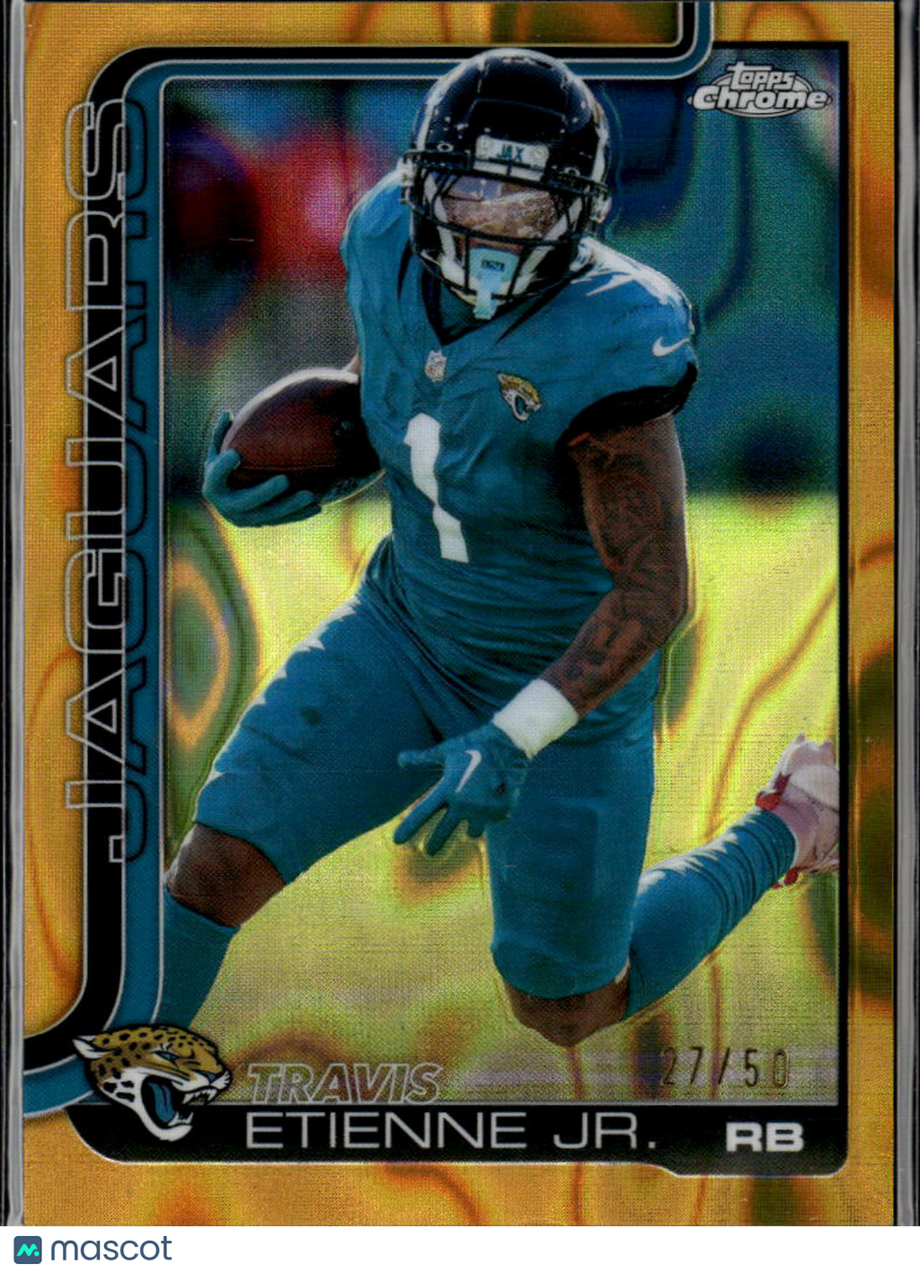 Travis Etienne Jr. 2025 Topps Chrome Gold /50 Jacksonville Jaguars