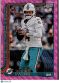 Quinn Ewers 2025 Topps Chrome Pink Wave Refractor RC /250 Miami Dolphins