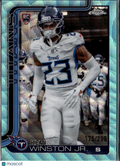Kevin Winston Jr. 2025 Topps Chrome Aqua Wave Refractor RC /299 Tennessee Titans