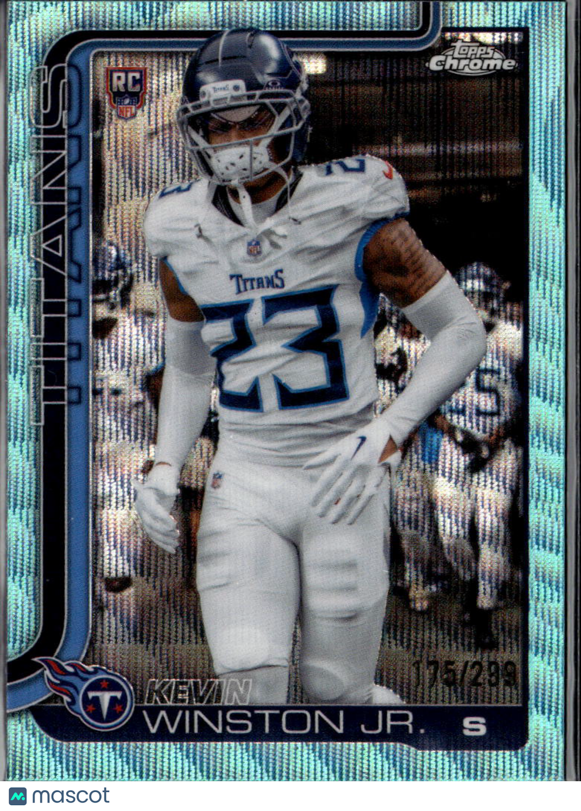 Kevin Winston Jr. 2025 Topps Chrome Aqua Wave Refractor RC /299 Tennessee Titans