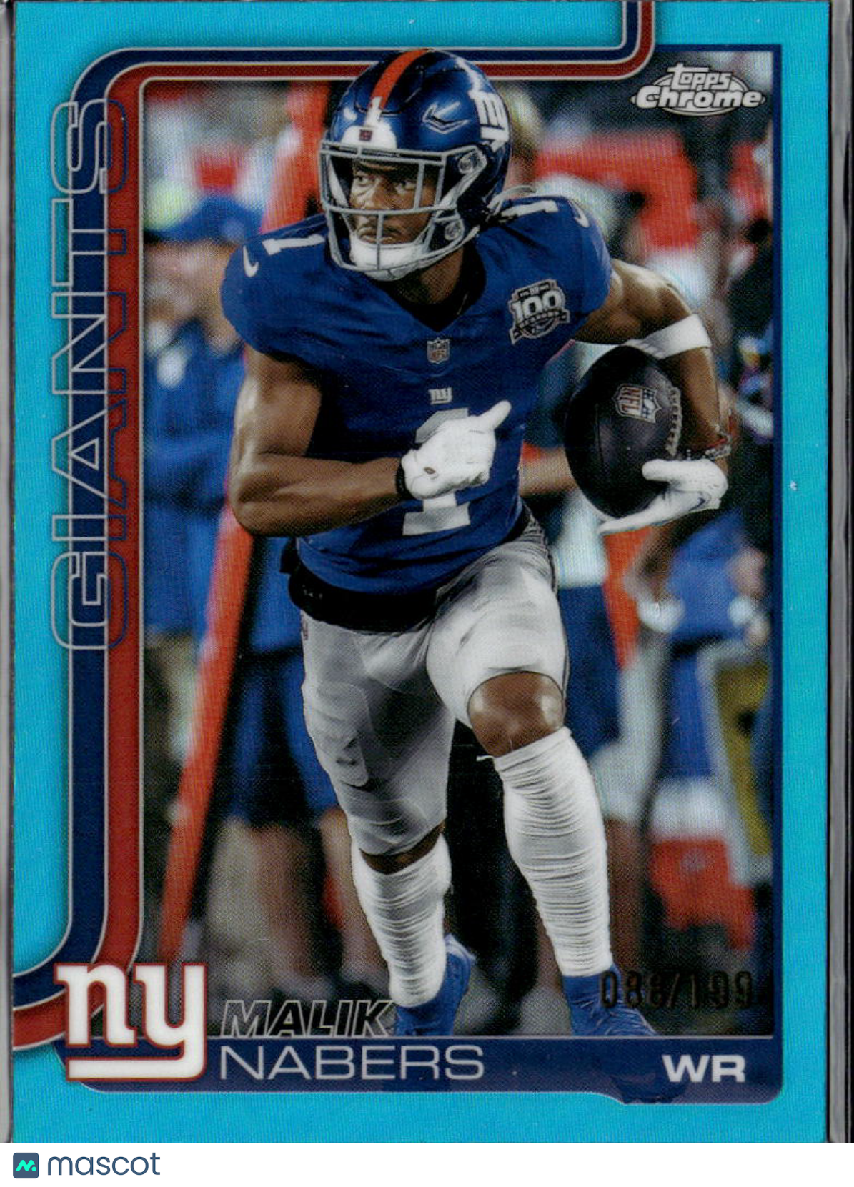 Malik Nabers 2025 Topps Chrome Aqua Refractor 88/199 New York Giants