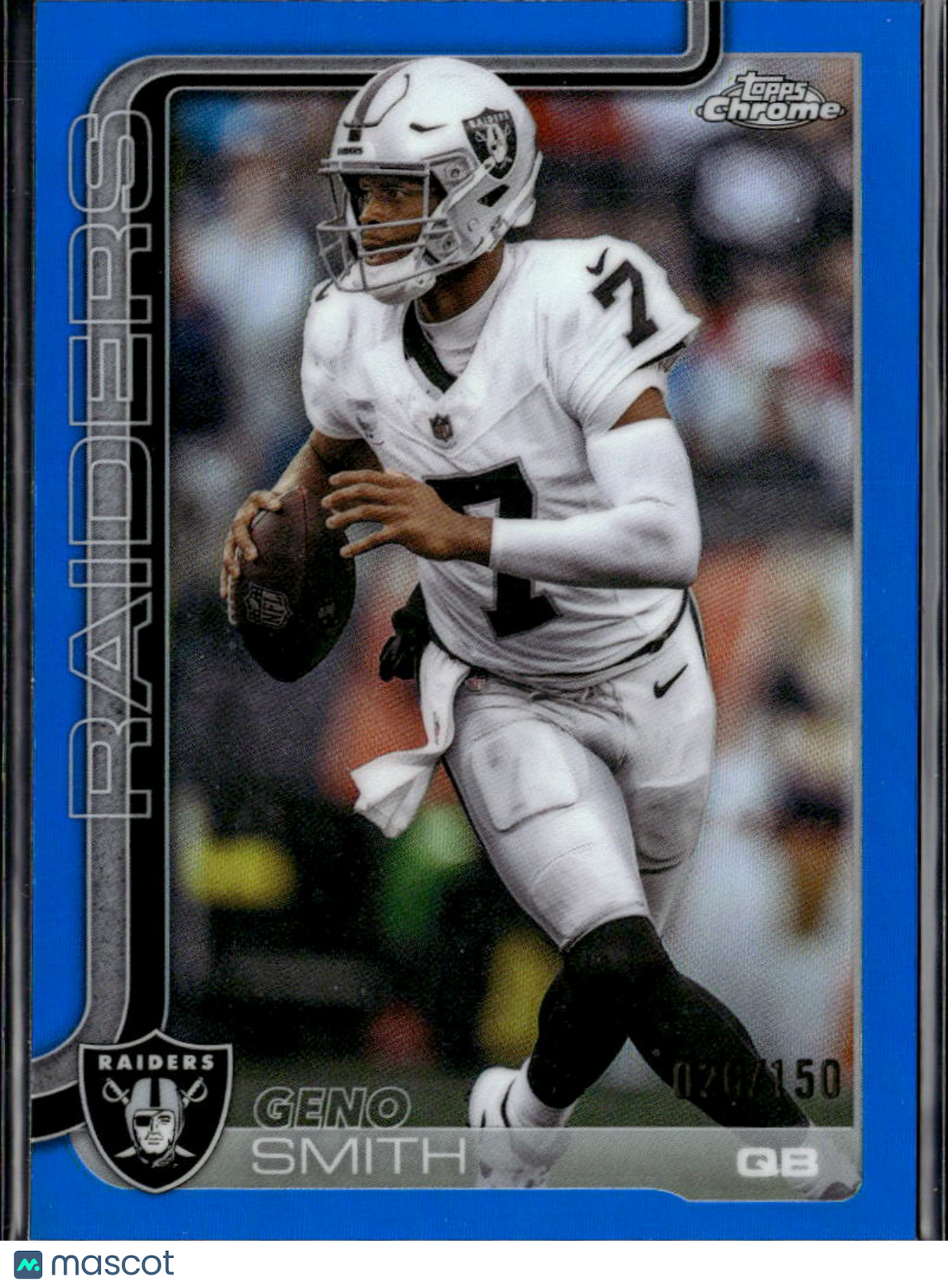 Geno Smith 2025 Topps Chrome Blue Refractor 26/150 Las Vegas Raiders