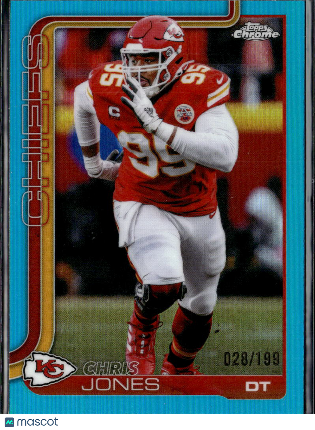 Chris Jones 2018 Topps Chrome Aqua Refractor 28/199 Kansas City Chiefs
