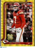 Harrison Butker 2025 Topps Chrome Yellow Wave Refractor /275 Kansas City Chiefs