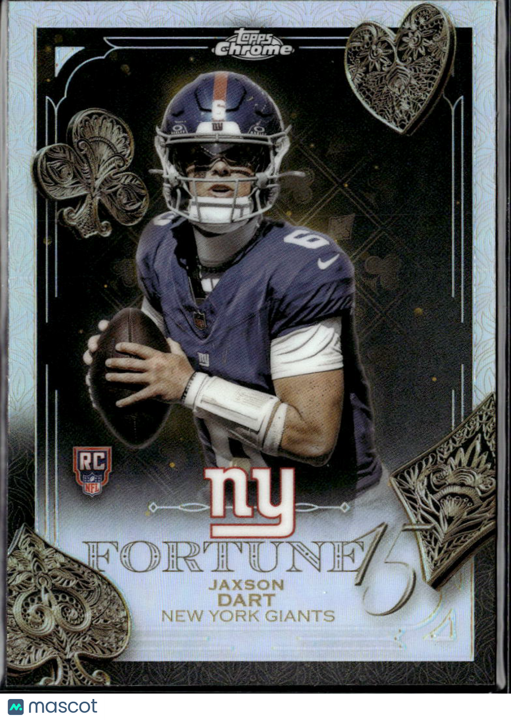 Jaxson Dart 2025 Topps Chrome Fortune 15 Refractor RC New York Giants