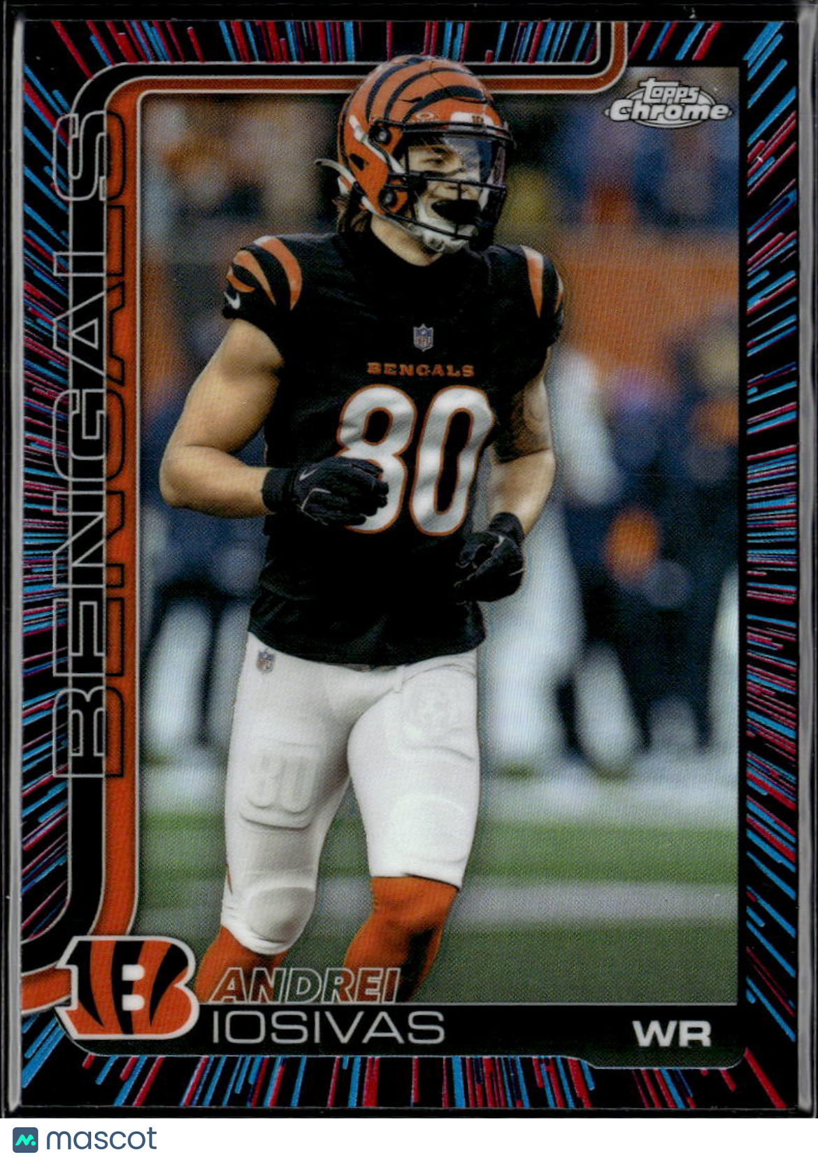 Andrei Iosivas 2025 Topps Chrome Neon Pulse Refractor Cincinnati Bengals