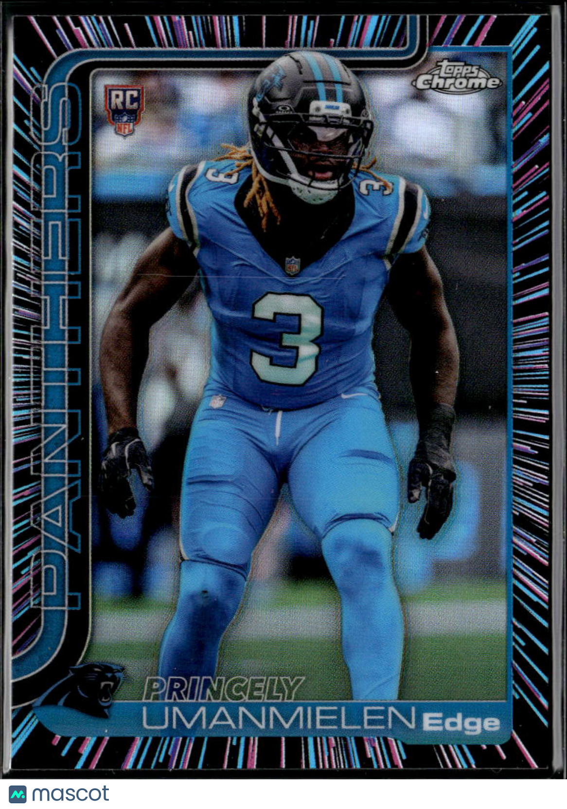 Princely Umanmielen 2025 Topps Chrome Neon Pulse Refractor RC Carolina Panthers