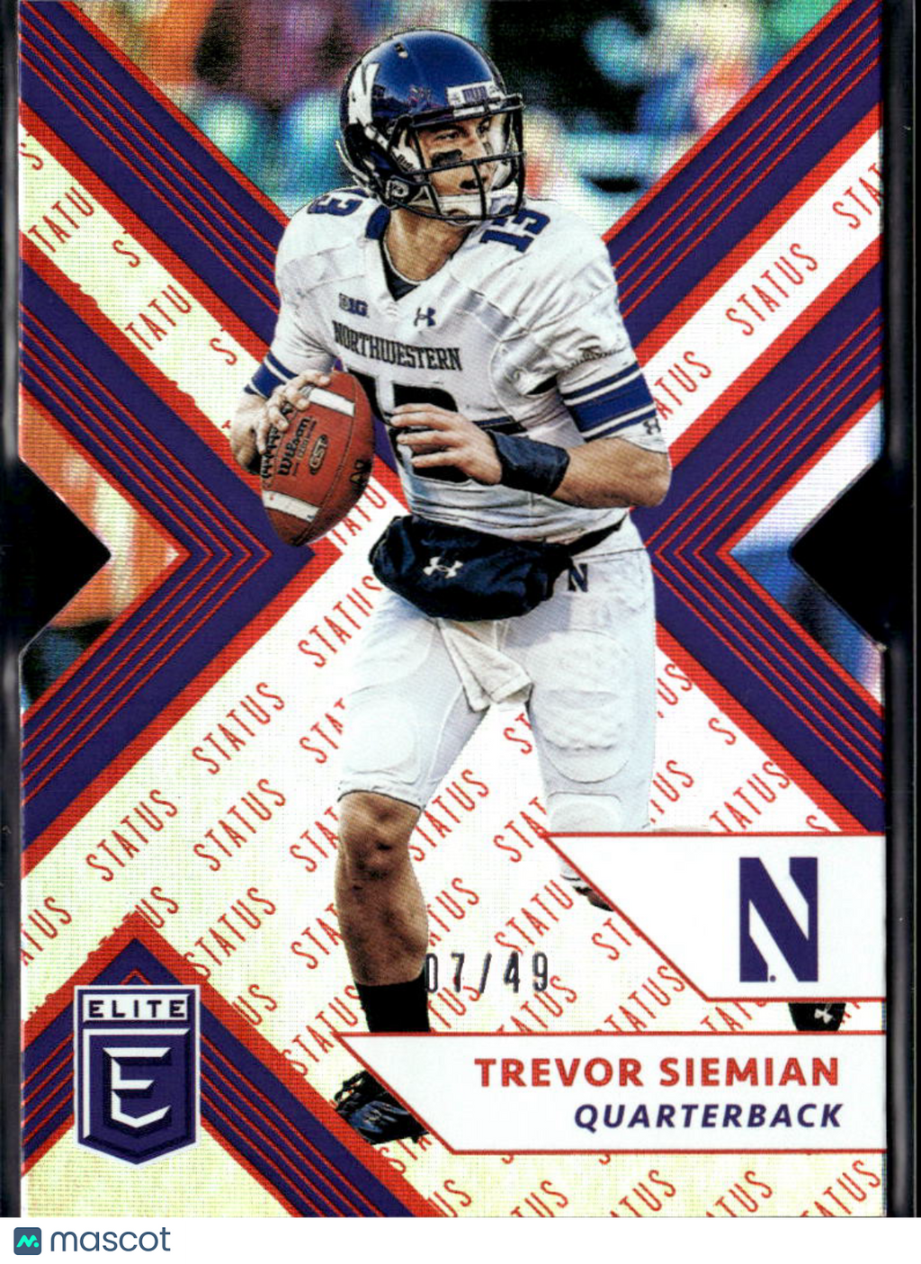Trevor Siemian 2018 Elite Draft Red Status 7/49 Northwestern Wildcats