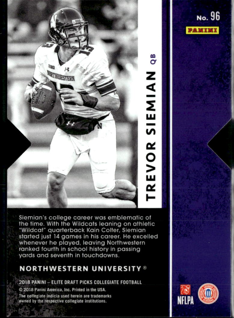 Trevor Siemian 2018 Elite Draft Red Status 7/49 Northwestern Wildcats