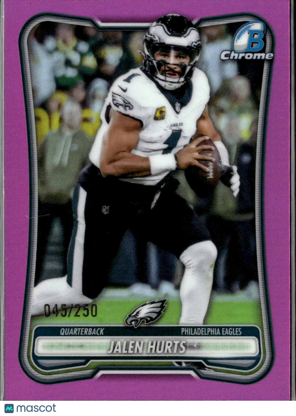 Jalen Hurts 2026 Topps Bowman Chrome Pink Refractor 45/250 Philadelphia Eagles