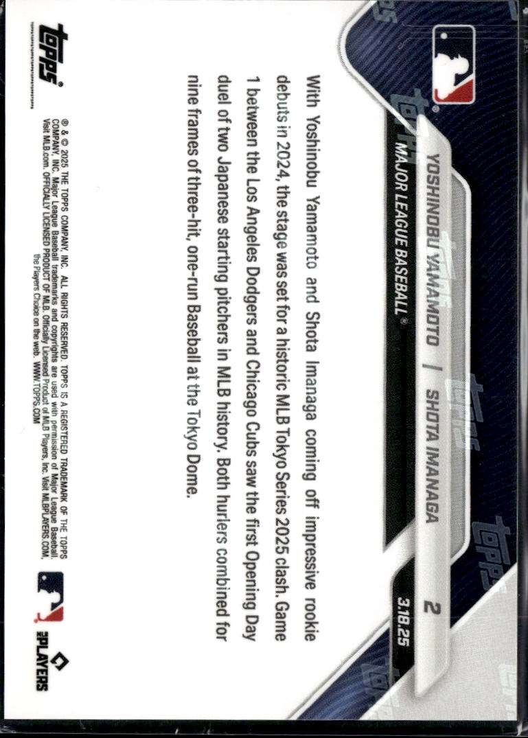 Yoshinobu Yamamoto Shota Imanaga 2025 Topps Now Tokyo #2 Dodgers Cubs
