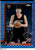 Yang Hansen 2025 Topps Chrome Blue X-Fractor RC Portland Trail Blazers