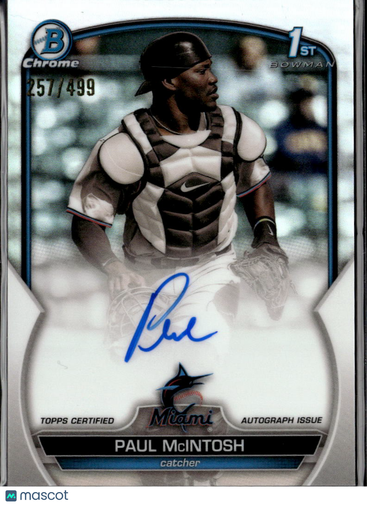 Paul McIntosh 2023 Bowman Chrome 1st Auto Autograph 257/499 Miami Marlins