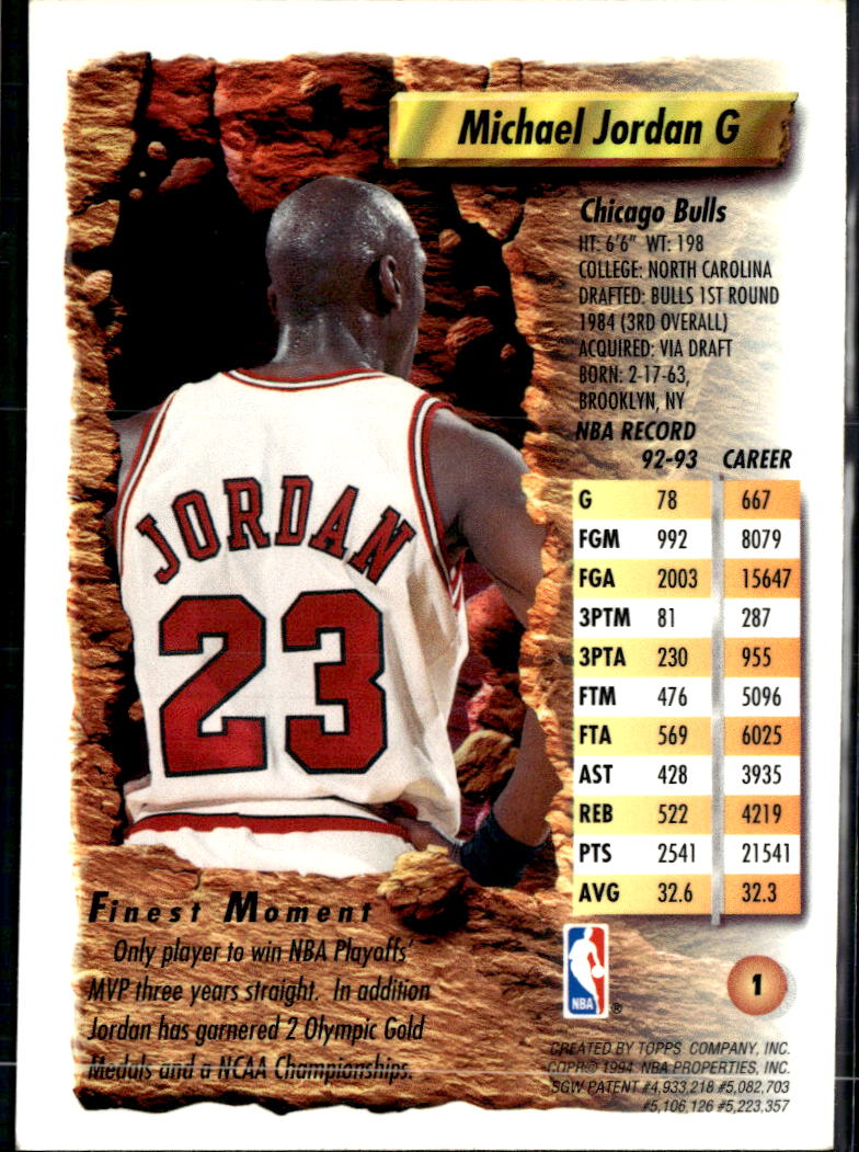 Michael Jordan 1994 Topps Finest #1 Chicago Bulls
