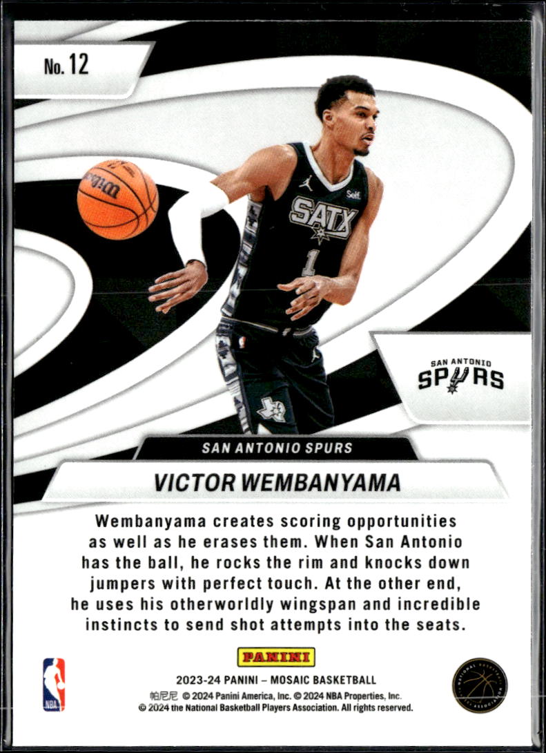 Victor Wembanyama 2023-24 Mosaic Give and Go Rookie RC San Antonio Spurs