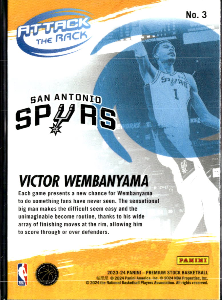 Victor Wembanyama 2022-34 NBA Hoops Attack The Rack Rookie RC San Antonio Spurs