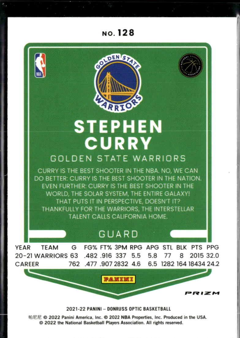 Stephen Curry 2021-22 Optic Red Wave Golden State Warriors