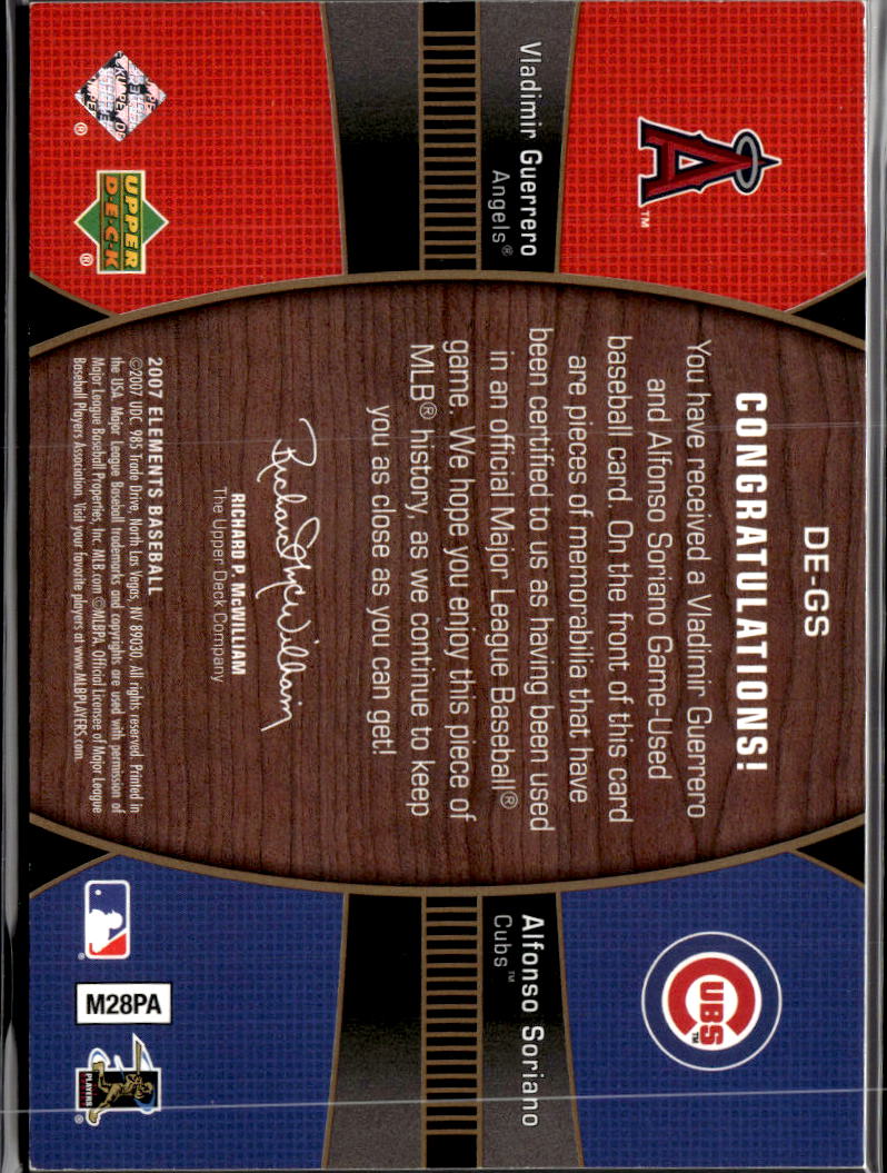 Alfonso Soriano Vladimir Guerrero 2007 Upper Deck Game Worn Patch /50 Angels