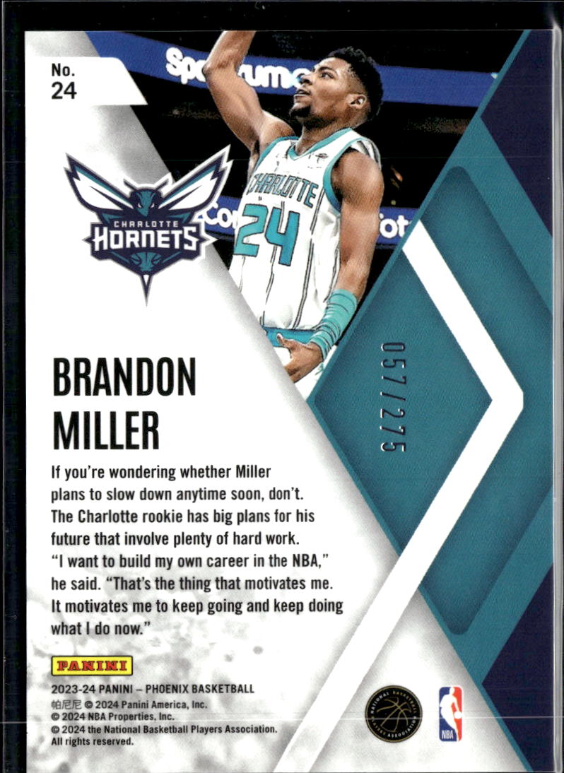 Brandon Miller 2023-24 Phoenix Rookie RC 57/275 Charlotte Hornets