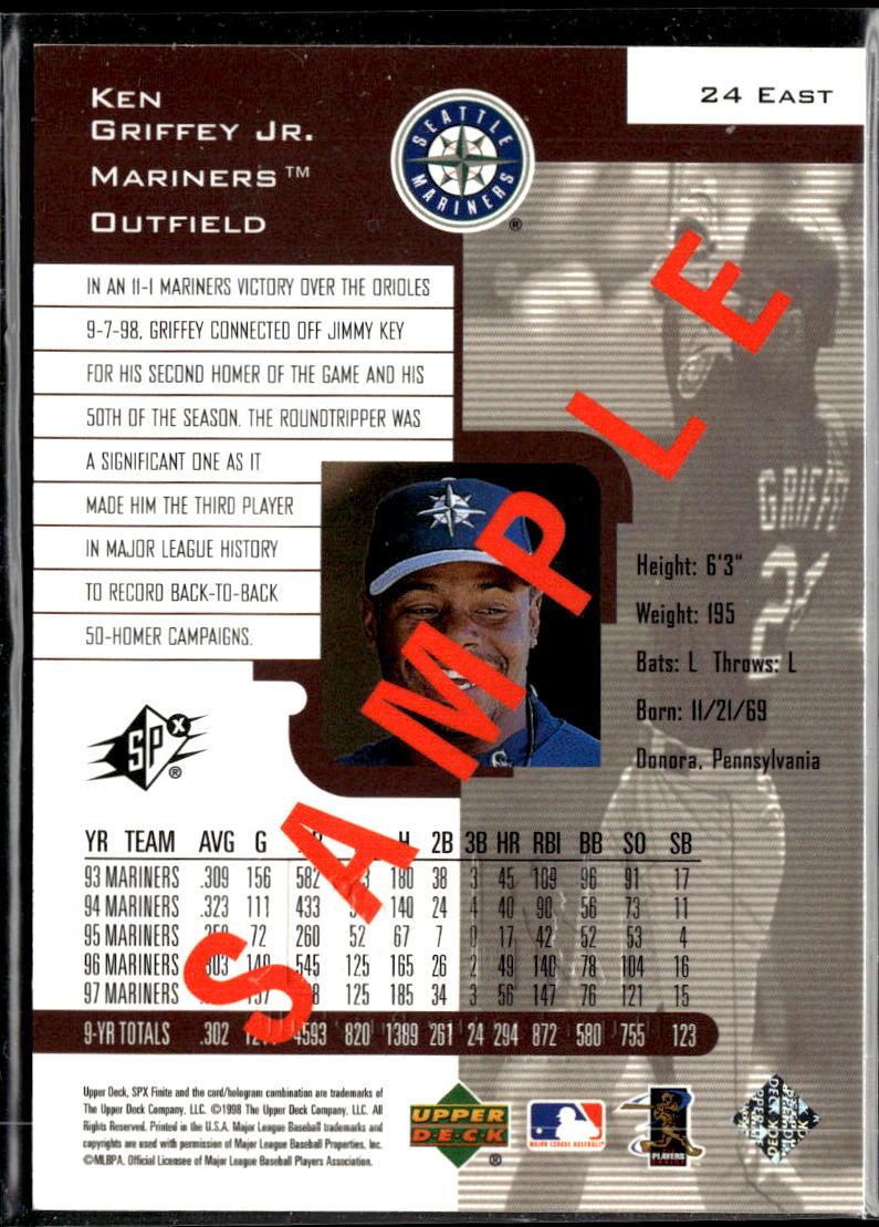 Ken Griffey Jr. 1998 Upper Deck SPx Finite SAMPLE Seattle Mariners