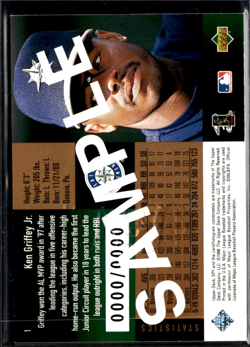 Ken Griffey Jr. 1998 Upper Deck SPx Bronze SAMPLE Seattle Mariners