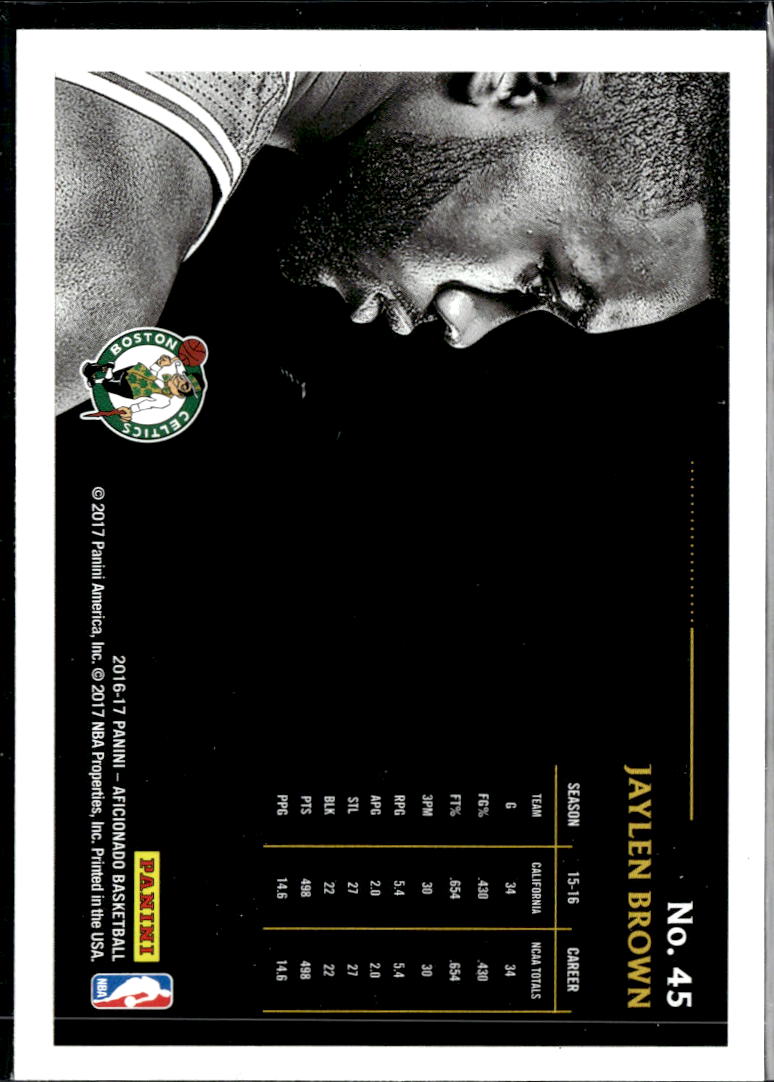 Jaylen Brown 2016-17 Panini Aficionado RC Rookie Boston Celtics
