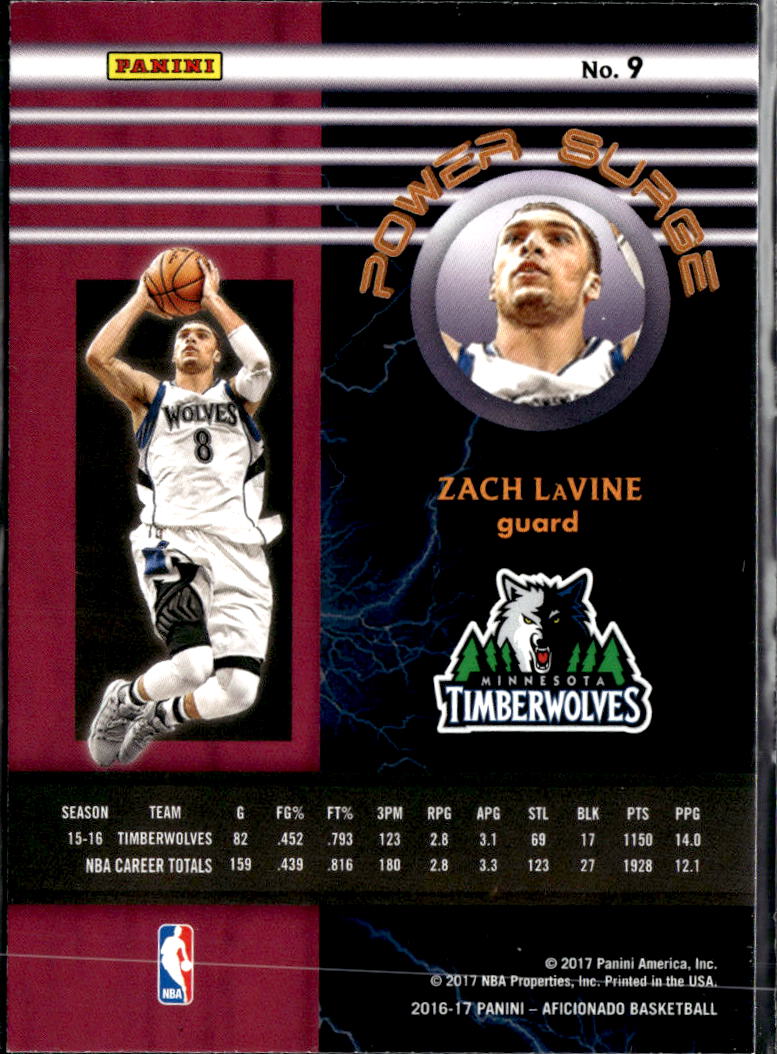 Zach LaVine 2016-17 Panini Aficionado Power Surge  Minnesota Timberwolves