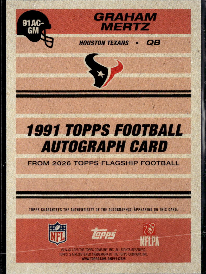 Graham Mertz 2026 Topps Flagship Auto Autograph 24/150 Houston Texans