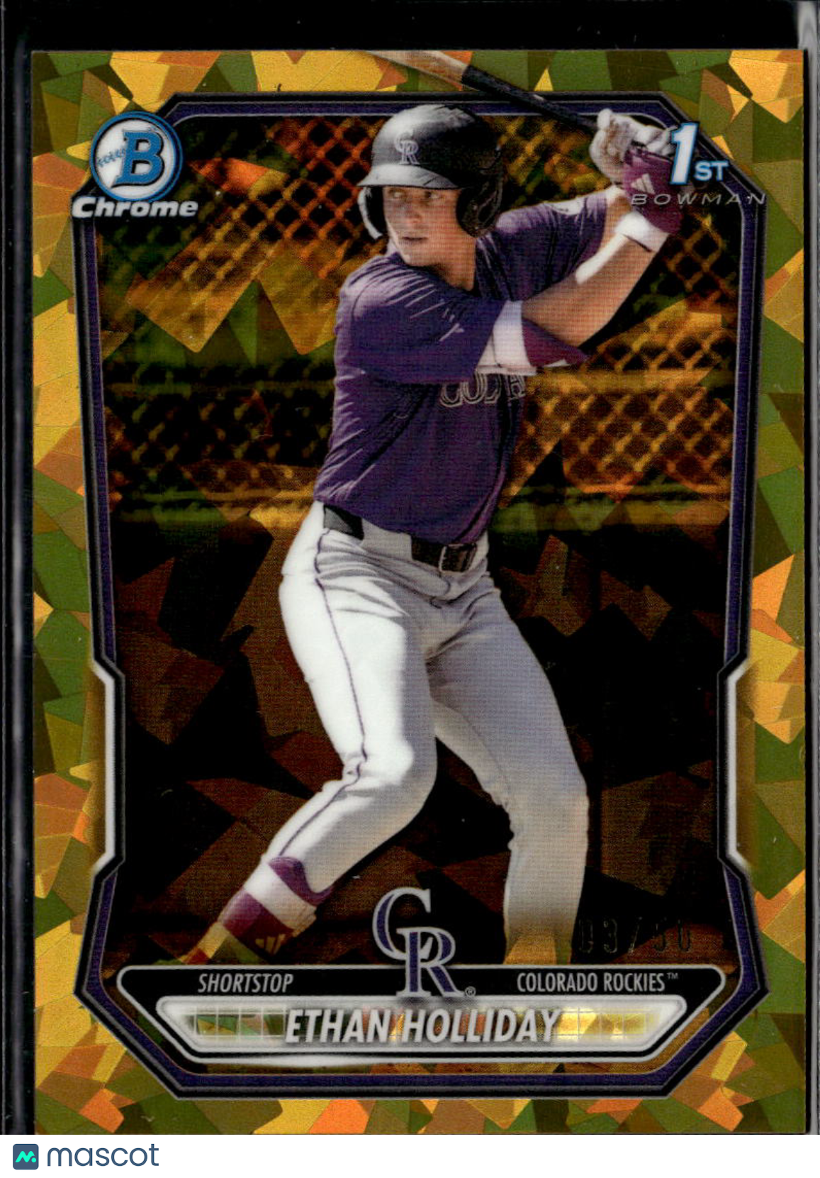 Ethan Holliday 2026 Bowman Chrome Gold Geometric Colorado Rockies