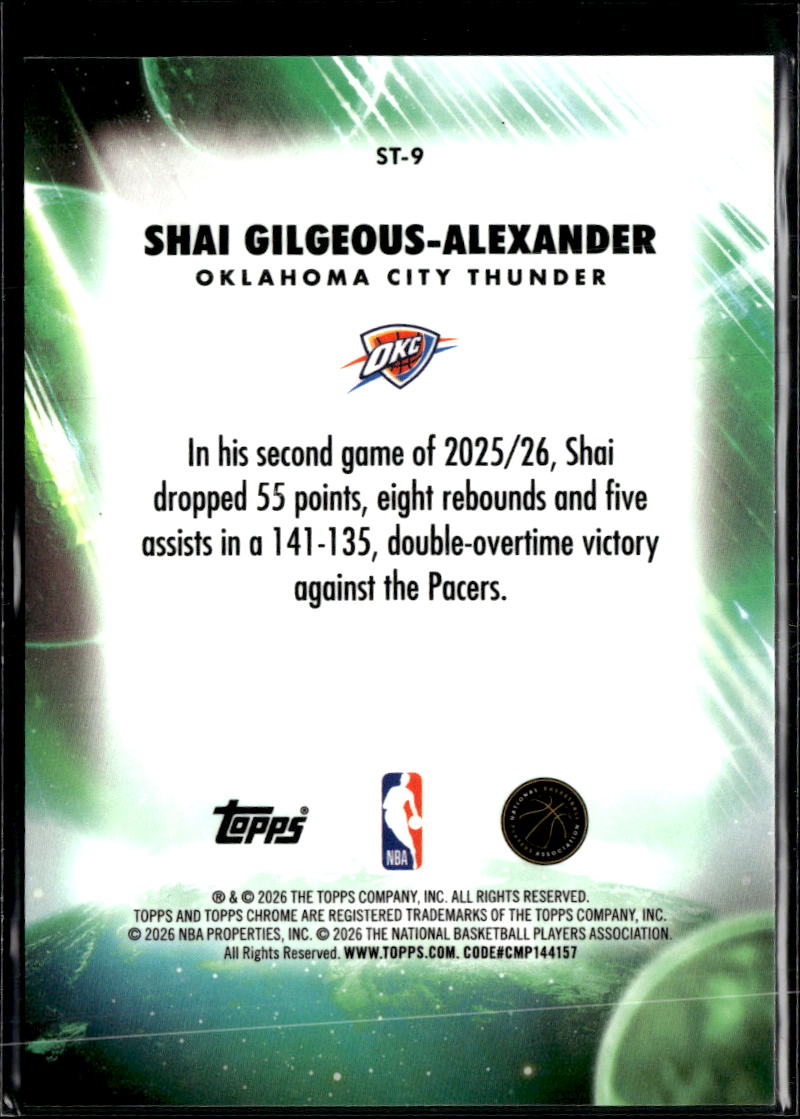 Shai Gilgeous-Alexander 2026 Topps Chrome Stars Orange Refractor /25 OKC Thunder