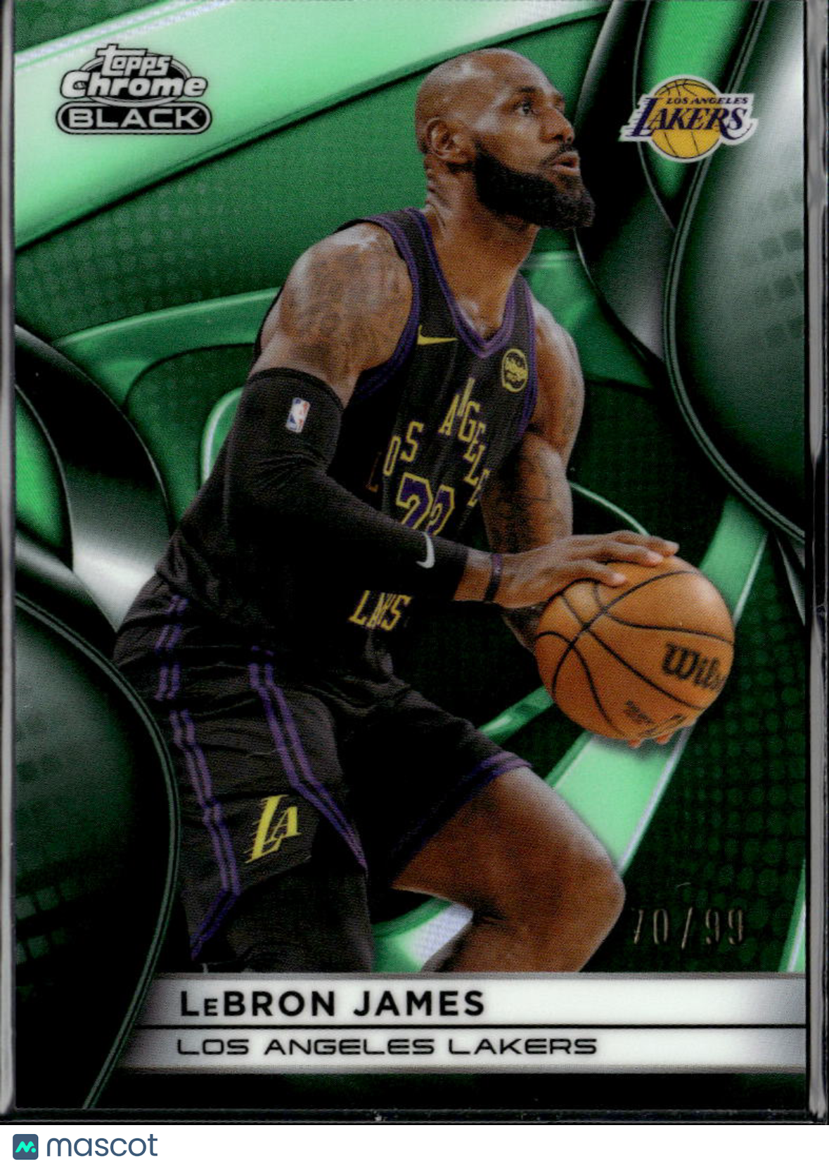 LeBron James 2026 Topps Chrome Black Green Refractor 70/99 Los Angeles Lakers