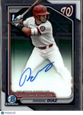 Randal Diaz 2024 Bowman Chrome 1st Auto Autograph Washington Nationals
